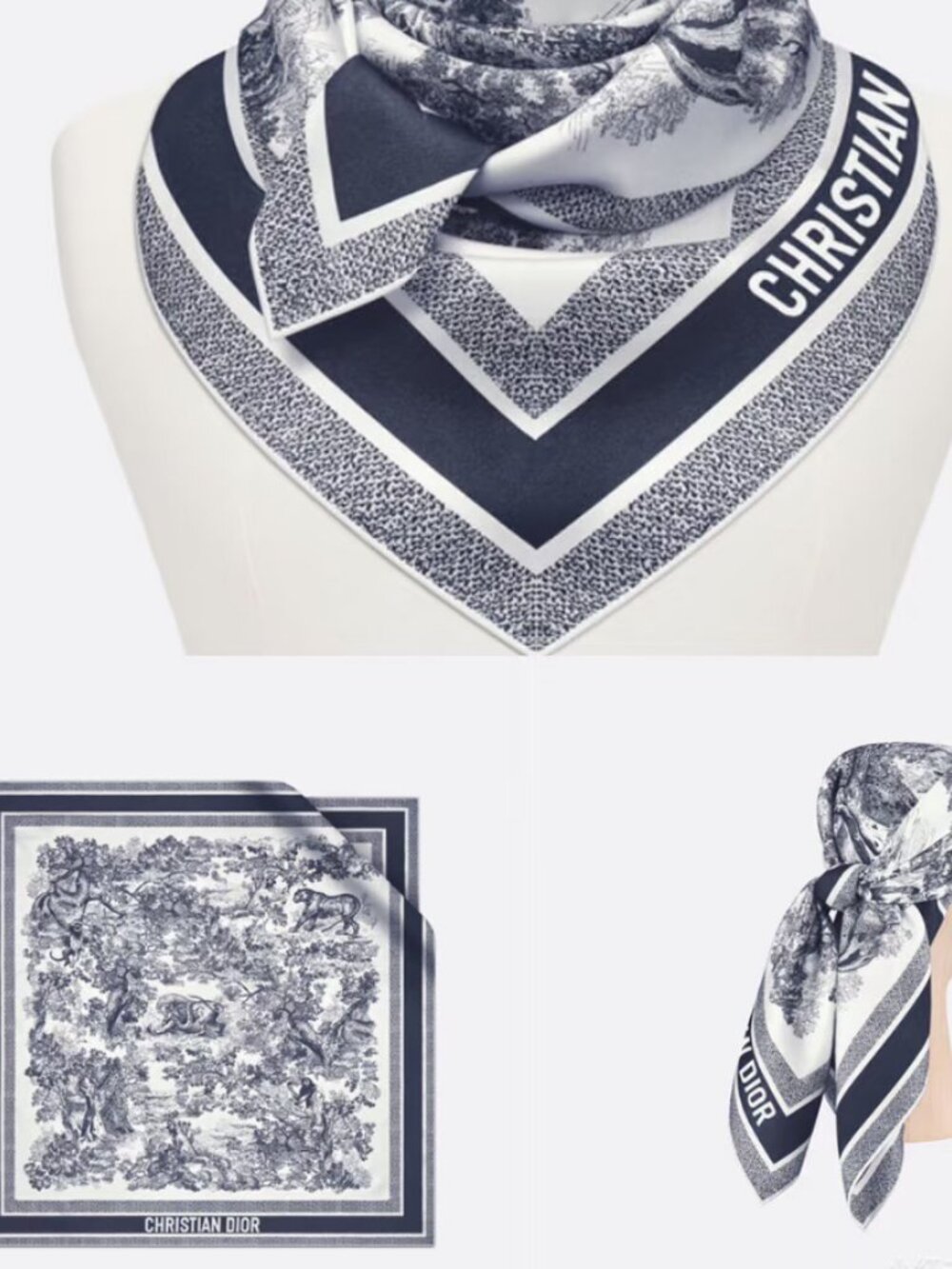 Dior Silk Scarf – Gouyi Hand-Painted 90